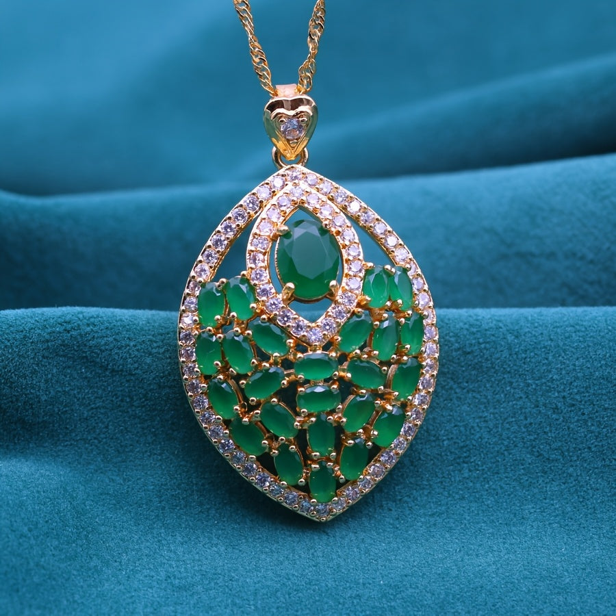 Elegant flerfärgad kubisk zirkonia hängande halsband