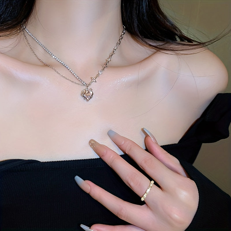 Y2K Oregelbunden Hjärtstjärna Halsband