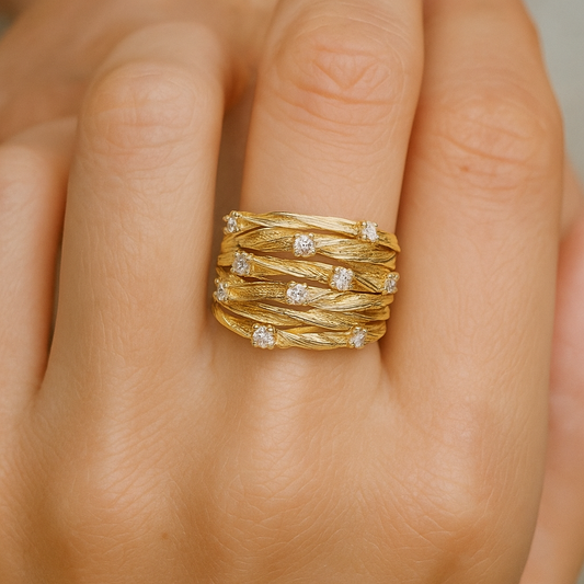 Vintage Guldring med Zirkonia