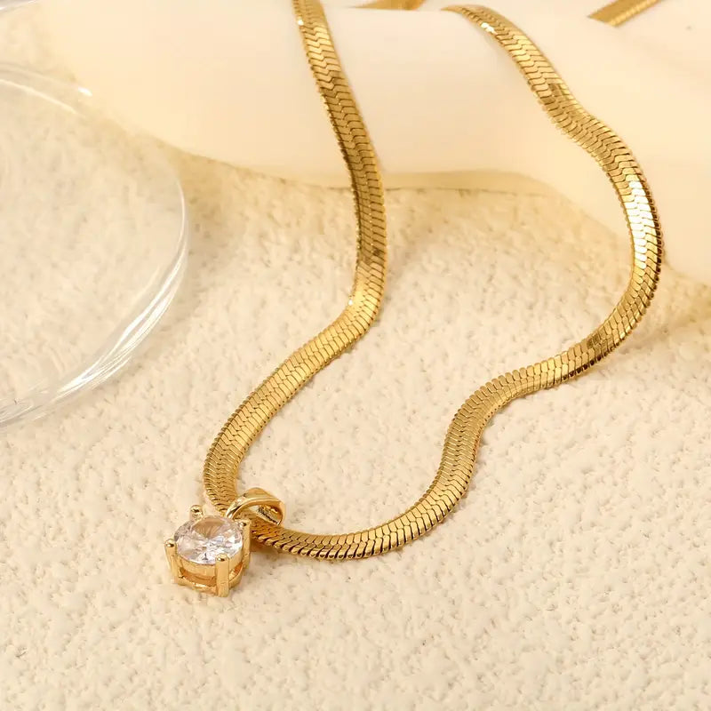Elegant rhinestone hängsmycke halsband | Guld