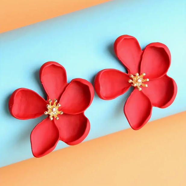 Blomformad Örhänge i Guld Design Vintage