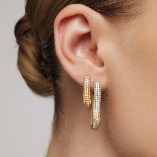Icon Pavé Hoops | Guld