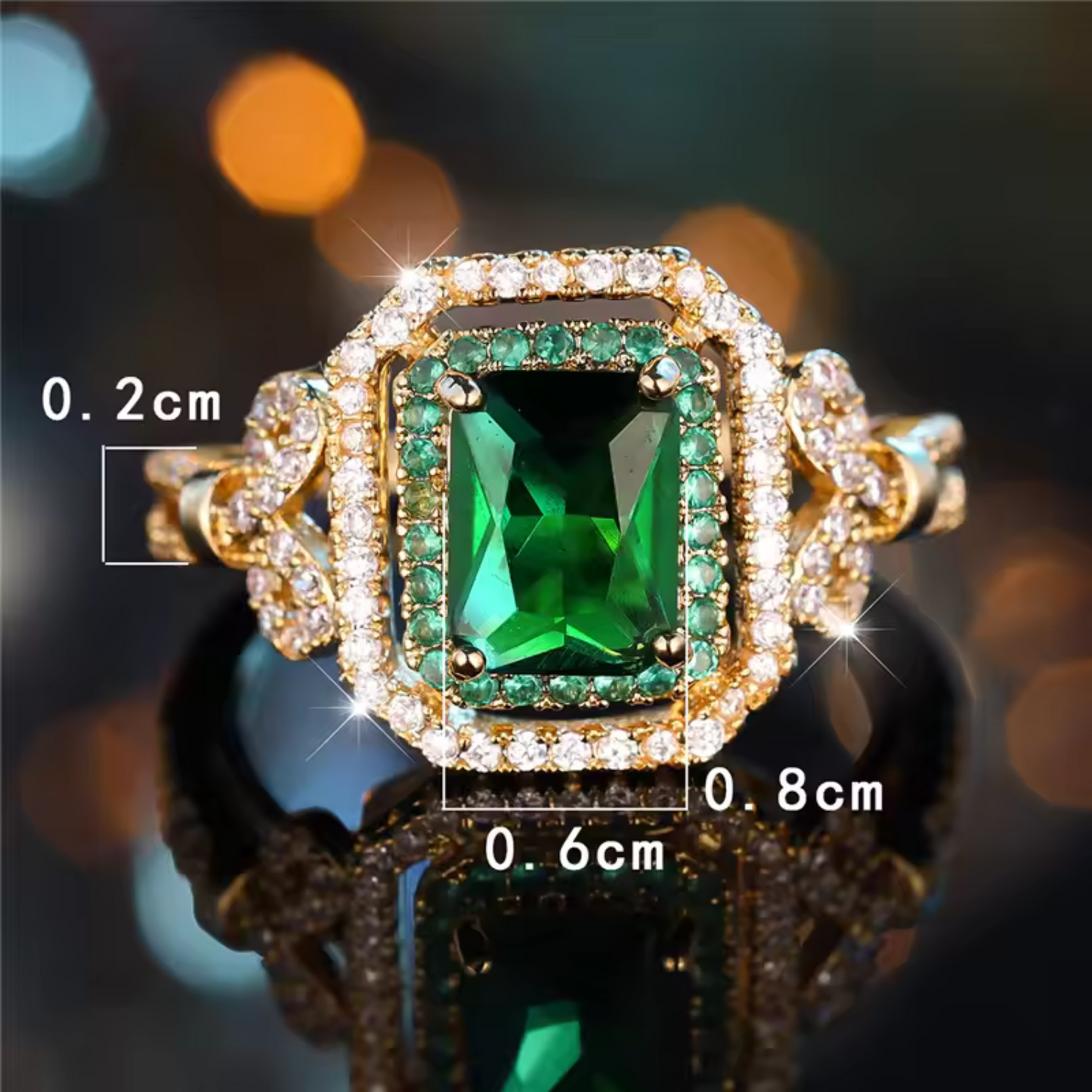 Elegant Guldgrön Smaragdsten Ring