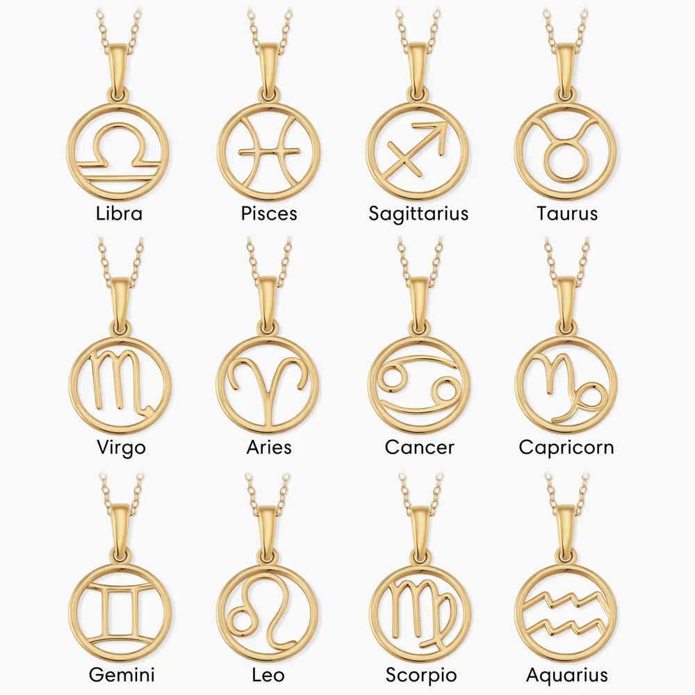 Zodiak tecken halsband | Guld