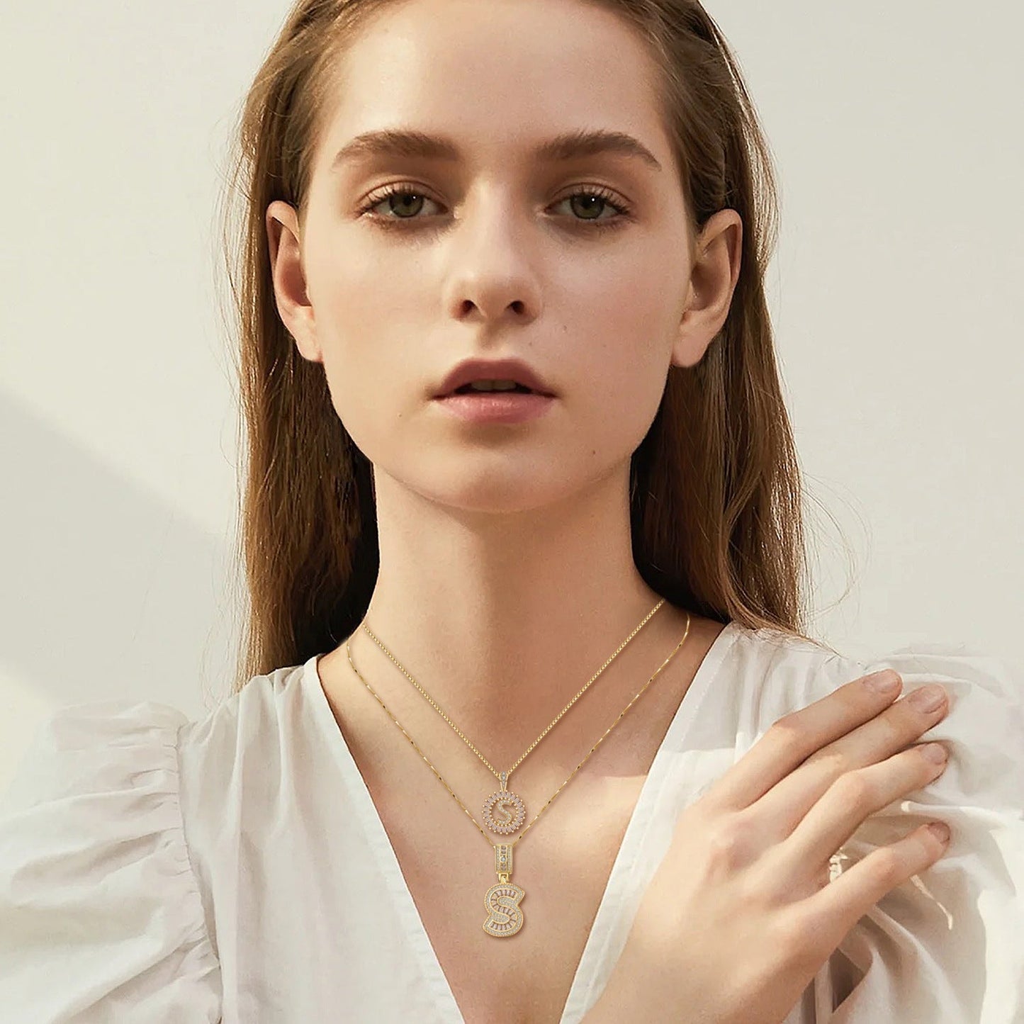 PAVE BOKSTAVSINITIALHALSBAND SET | GULD