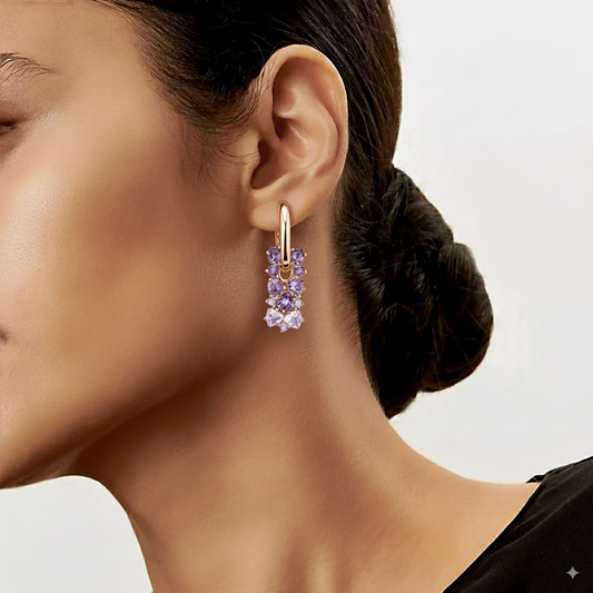 Örhängen i 18 karat roséguld med ametister