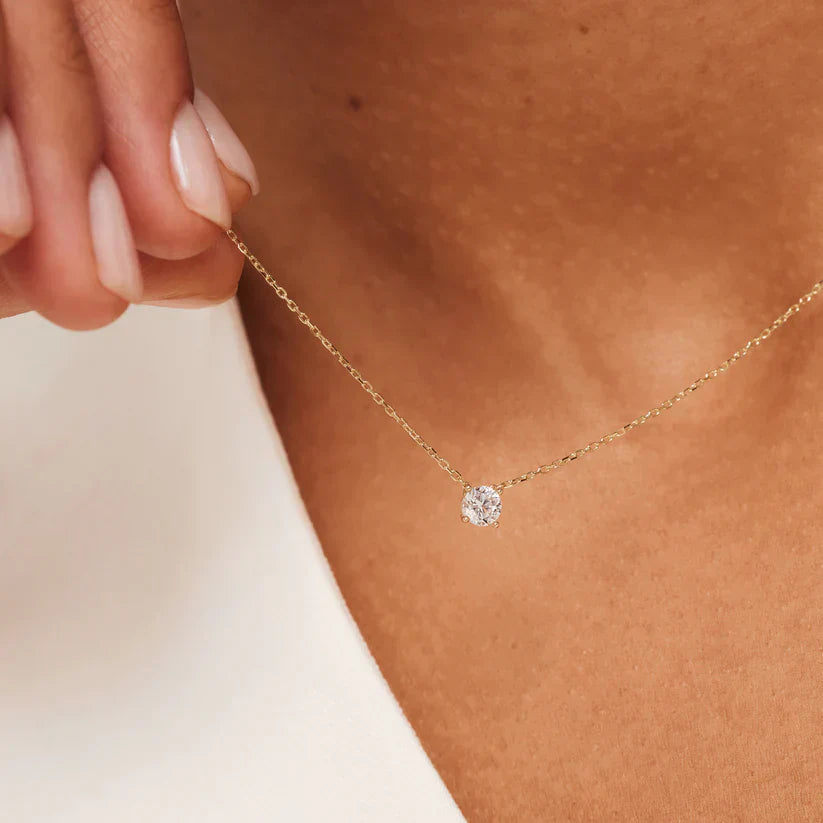 Cléa Moissanite Sten Halsband | Guld