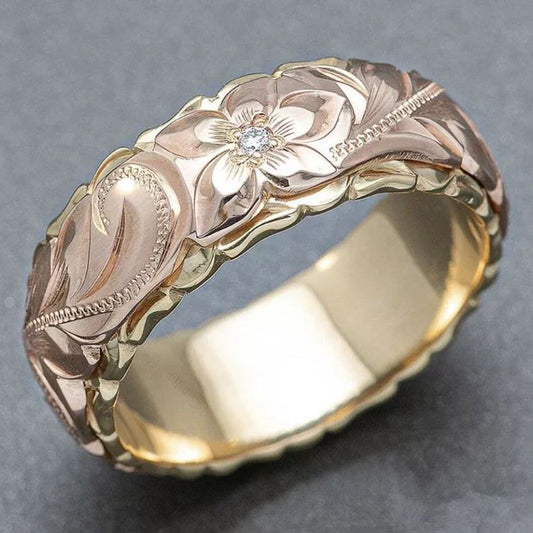 Vintage Ros Blomma Guld Ring