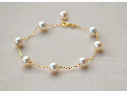 Tunn Pärl Guldfärgad Armband