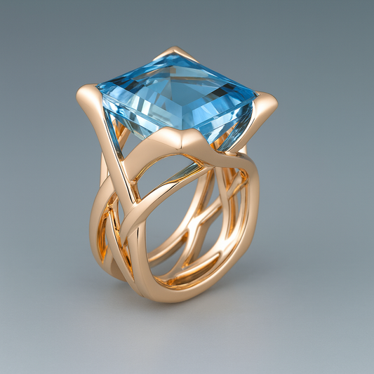 Rosa Ring med Blå Zirkon Vintage