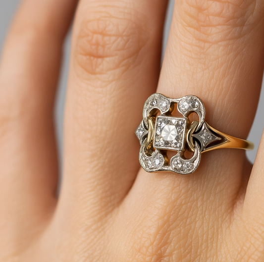 Vintage Aria Guldring med Kristaller