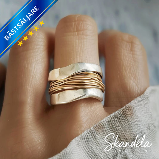 Silverring med Guldtrådar