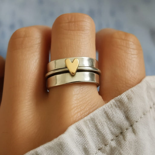 Mely - Guldhjärtat Silverring