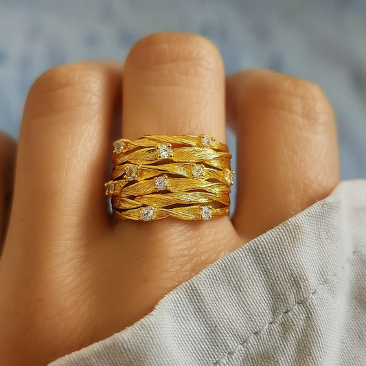 Vintage Guldring med Zirkonia