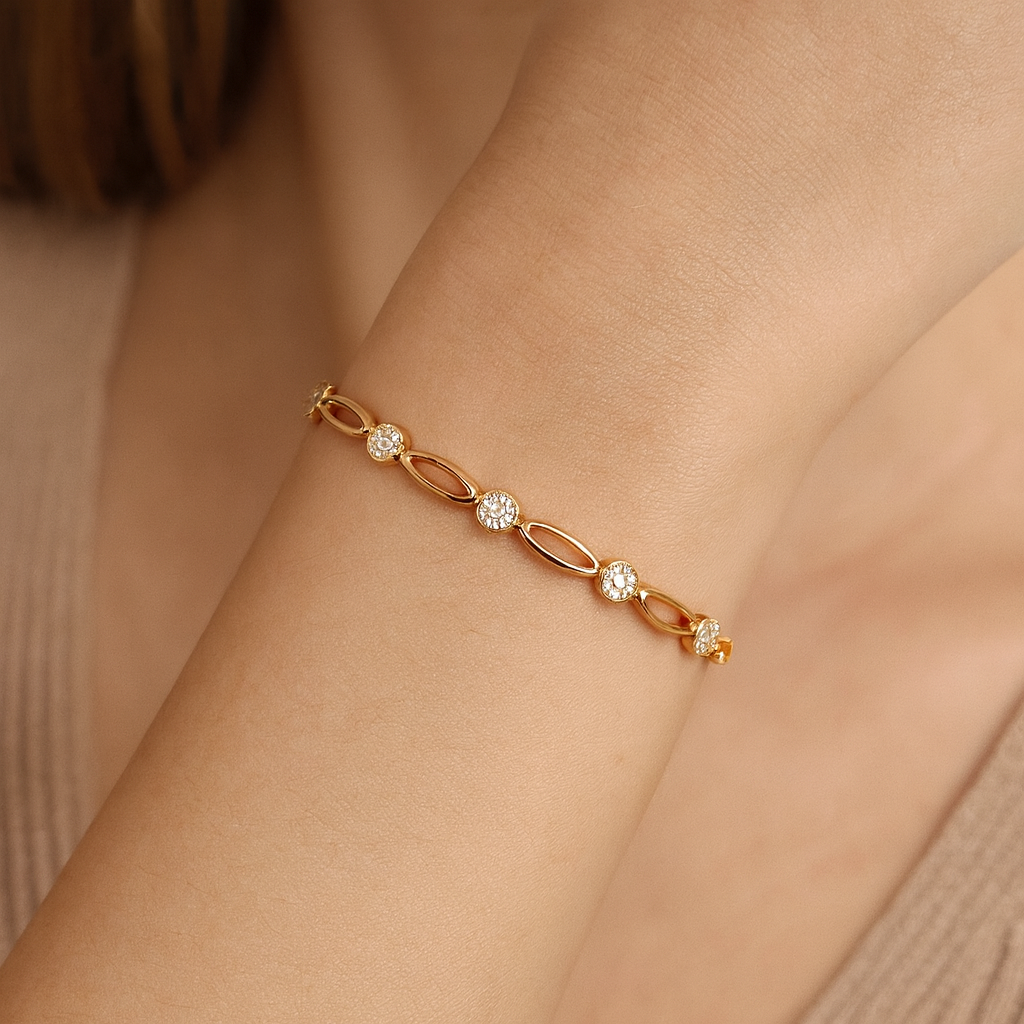 Elegant guld zirconia armband